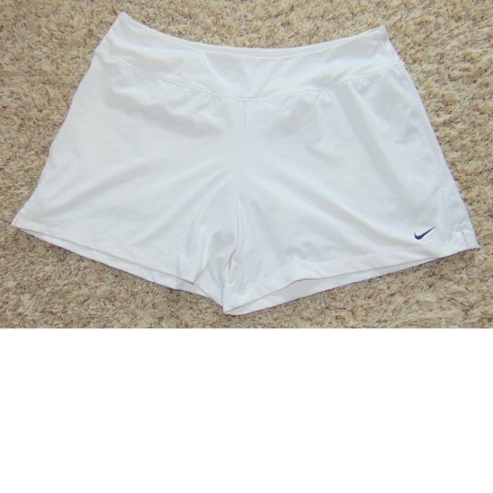 Womens Nike Running Shorts Large White Dri-Fit Elastic Waist Built in Brief